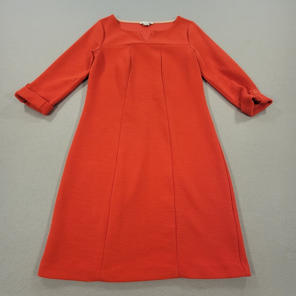Boden Textured Shift Dress Coral‎ Red 3/4 Sleeve Mod Preppy Classic Women's US 8 - Picture 4 of 11